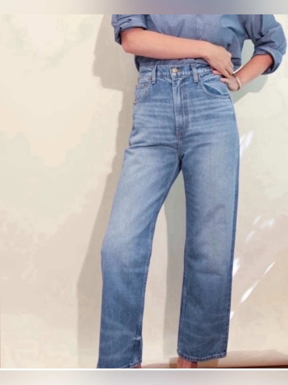 B SIDES Plein High Straight Jeans in Light Vintage color 29